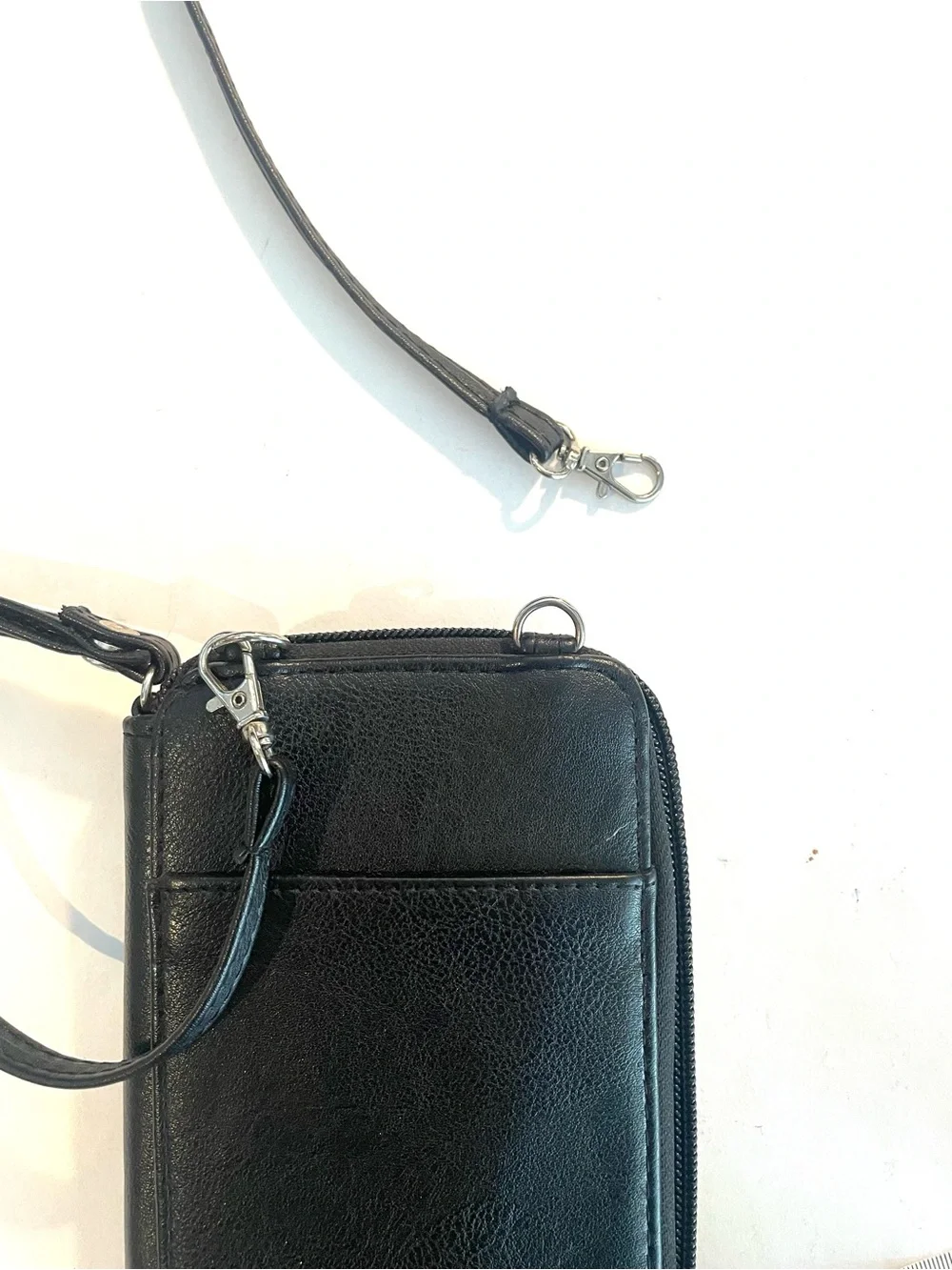 NWOT: Black Leather Crossbody Phone Bag